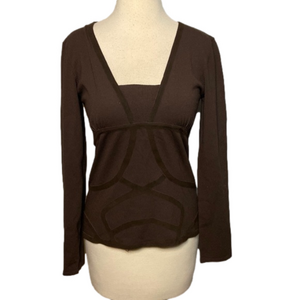 Essendi Long Sleeve Stretch Top Brown Large